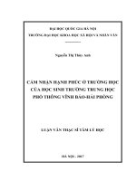 Cảm nhận hạnh phúc ở trường học của học sinh trường trung học phổ thông vĩnh bảo   hải phòng 