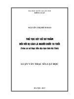 Thủ tục xét xử sơ thẩm đối với bị cáo là người dưới 18 tuổi (trên cơ sở thực tiễn địa bàn tỉnh hà tĩnh) 