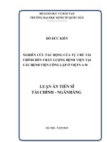 Nghiên cứu tác động của tự chủ tài chính đến chất lượng bệnh viện tại các bệnh viện công lập ở việt nam