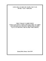 SKKN thực trạng và biện pháp nâng cao chất lượng tiết dạy tự chọn chủ đề bám sát chương trình chuẩn môn vật lí ở trường THPT 