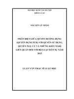 Phân biệt giữa quyền hưởng dụng (quyền dụng ích) với quyền sử dụng, quyền ngụ cư và những kiến nghị liên quan đối với Bộ luật dân sự năm 2015.