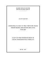 Ảnh hưởng của đầu tư trực tiếp nước ngoài đến đô thị hóa theo hướng bền vững ở hà nội 