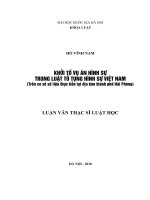 Khởi tố vụ án hình sự trong Luật tố tụng hình sự Việt Nam (trên cơ sở số liệu thực tiễn tại địa bàn thành phố Hải Phòng)