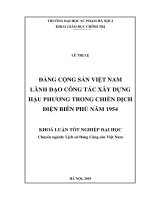 Khoá luận tốt nghiệp đảng cộng sản việt nam lãnh đạo công tác xây dựng hậu phương trong chiến dịch điện biên phủ năm 1954 