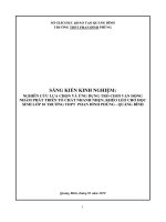 SKKN nghiên cứu lựa chọn và ứng dụng trò chơi vận động nhằm phát triển tố chất nhanh nhẹn, khéo léo cho học sinh lớp 10 trường THPT phan đình phùng   quảng bình 