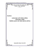 SKKN giáo dục kĩ năng sống cho học sinh thông qua các bài giáo dục công dân lớp 10 