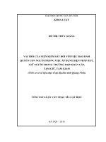 Vai trò của Viện kiểm sát đối với việc bảo đảm quyền con người trong việc áp dụng biện pháp bắt, giữ người trong trường hợp khẩn cấp, tạm giữ, tạm giam (Trên cơ sở số liệu thực tế tại địa bàn tỉnh Quảng Ninh)