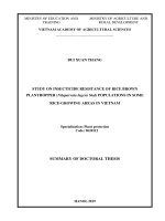 Nghiên cứu tính kháng thuốc của quần thể rầy nâu (nilaparvata lugens stal) hại lúa ở một số vùng trồng lúa tại việt nam tt tiếng anh 