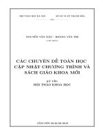 CÁC CHUYÊN ĐỀ TOÁN HỌC CẬP NHẬT CHƯƠNG TRÌNH VÀ  SÁCH GIÁO KHOA MỚI