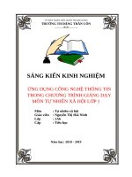 SKKN  ỨNG DỤNG CÔNG NGHỆ THÔNG TIN TRONG CHƯƠNG TRÌNH GIẢNG dạy môn tự NHIÊN xã hội lớp 1 