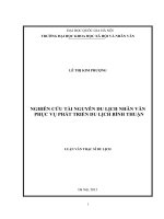 Nghiên cứu tài nguyên du lịch nhân văn phục vụ phát triển du lịch ở Bình Thuận