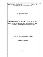 Quản lý nhà nước về chuyển dịch cơ cấu kinh tế nông nghiệp tỉnh quảng bình theo xu hướng hội nhập kinh tế quốc tế 
