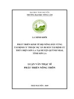 (Luận văn thạc sĩ) Phát triển kinh tế hộ nông dân vùng tái định cư thuộc dự án di dân tái định cư thủy điện Sơn La tại huyện Quỳnh Nhai tỉnh Sơn La
