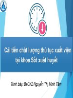 Cải tiến chất lượng thủ tục xuất viện tại khoa sốt xuất huyết