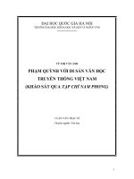 Phạm Quỳnh với di sản văn học truyền thống Việt Nam (Khảo sát quá Tạp chí Nam Phong).