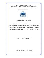 Các nhân tố ảnh hưởng đến việc áp dụng chuẩn mực báo cáo tài chính quốc tế cho doanh nghiệp nhỏ và vừa tại Việt Nam