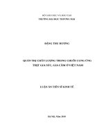 Quản trị chất lượng trong chuỗi cung ứng thịt gia súc, gia cầm ở việt nam 