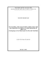 Tín ngưỡng, tôn giáo ở nông thôn châu thổ Bắc Bộ dưới tác động của đổi mới kinh tế hiện nay (Trường hợp xã Yên Nhân, huyện Yên Mô, tỉnh Ninh Bình).