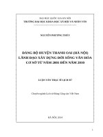 Đảng bộ huyện Thanh Oai (Hà Nội) lãnh đạo xây dựng đời sống văn hoá cơ sở từ năm 2001 đến năm 2010