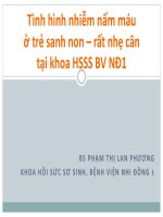 Tình hình nhiễm nấm máu ở trẻ sanh non – rất nhẹ cân