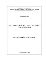 Phát triển chuỗi sản phẩm dược liệu tỉnh quảng ninh 