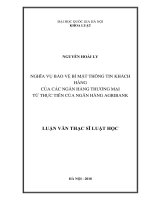 Pháp luật về nghĩa vụ bảo vệ bí mật thông tin khách hàng của các Ngân hàng thương mại từ thực tiễn của ngân hàng Agribank