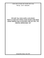SKKN rèn luyện kỹ năng giải toán cho học sinh thông qua giải bài tập về véc tơ trong  hình học 10 