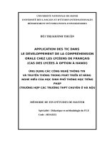 Ứng dụng các Công nghệ thông tin và truyền thông trong việc phát triển kĩ năng nghe hiểu tiếng Pháp của học sinh phổ thông (trường hợp các trường THPT Chuyên ở Hà Nội)