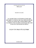 Các tội điều động người không đủ điều kiện điều khiển các phương tiện giao thông đường bộ, đường sắt, đường thủy, đường không theo Luật hình sự Việt Nam (Trên cơ sở số liệu thực tiễn tại địa bàn thành phố Hải Phòng)