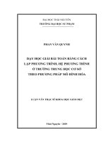 Dạy học giải bài toán bằng cách lập phương trình, hệ phương trình ở trường trung học cơ sở theo phương pháp mô hình hóa 
