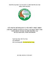 XÂY DỰNG KẾ HOẠCH VÀ TỔ CHỨC THỰC HIỆN CHƯƠNG TRÌNH TẬP HUẤN NÂNG CAO NHẬN THỨC CHO CỘNG ĐỒNG VỀ BẢO VỆ MÔI TRƯỜNG TẠI               HUYỆN KIM SƠN, TỈNH NINH BÌNH
