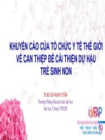 KHUYẾN CÁO CỦA TỔ CHỨC Y TẾ THẾ GIỚI VỀ CAN THIỆP ĐỂ CẢI THIỆN DỰ HẬU TRẺ SINH NON