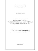 Trách nhiệm vật chất trong pháp luật lao động Việt Nam từ thực tiễn Tỉnh Thanh Hóa