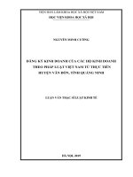 Đăng ký kinh doanh của các hộ kinh doanh theo pháp luật Việt Nam từ thực tiễn huyện Vân Đồn, tỉnh Quảng Ninh