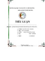 Lập kế hoạch kinh doanh quán trà sữa