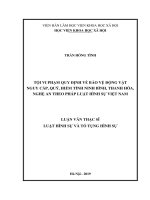 Tội vi phạm quy định bảo vệ động vật nguy cấp, quý, hiếm từ thực tiễn tỉnh ninh bình, thanh hóa, nghệ an