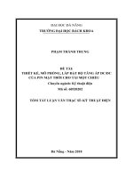 Thiết kế, mô phỏng, lắp đặt bộ tăng áp DC DC của pin mặt trời cho tải một chiều