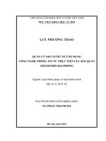 Quản lý nhà nước về ứng dụng công nghệ thông tin từ thực tiễn Cục Hải quan thành phố Hải Phòng
