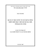 Quản lý nhà nước về xây dựng nông thôn mới thực tiễn huyện Ba Chẽ, tỉnh Quảng Ninh