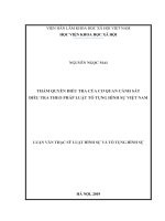 THẨM QUYỀN ĐIỀU TRA CỦA CƠ QUAN CẢNH SÁT ĐIỀU TRA THEO PHÁP LUẬT TỐ TỤNG HÌNH SỰ VIỆT NAM