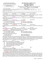 Đề kiểm tra 45 phút lần 1 hóa học 12 năm 2018 2019 trường đoàn thượng hải dương 