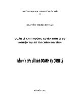 Luận văn thạc sỹ - Quản lý chi thường xuyên đơn vị sự nghiệp tại Sở Tài chính Hà Tĩnh