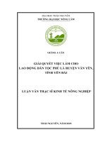 (Luận văn thạc sĩ) Giải quyết việc làm cho lao động dân tộc Phù Lá huyện Văn Yên, tỉnh Yên Bái