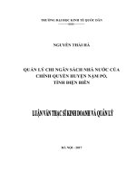 Luận văn thạc sỹ - Quản lý chi Ngân sách nhà nước của chính quyền huyện Nậm Pồ, tỉnh Điện Biên
