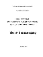 Luận văn thạc sỹ - Kiểm tra thuế đối với DNVVN tại Cục thuế tỉnh Lào Cai