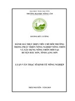 (Luận văn thạc sĩ) Đánh giá thực hiện tiêu chí môi trường trong phát triển nông nghiệp nông thôn và xây dựng nông thôn mới tại huyện Bắc Sơn, tỉnh Lạng Sơn