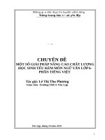 NÂNG CAO CHẤT LƯỢNG HỌC SINH YẾU KÉM MÔN NGỮ VĂN LỚP 6PHẦN TIẾNG VIỆT