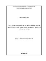 Bồi thường khi Nhà nước thu hồi đất nông nghiệp theo pháp luật đất đai từ thực tiễn huyện Thanh Trì, thành phố Hà Nội