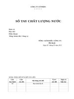 GMP sổ TAY KIỂM SOÁT CHẤT LƯỢNG nước RO DÙNG TRONG NHÀ máy SX dược PHẨM