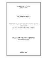 Thực tiễn giải quyết tranh chấp kinh doanh, thương mại tại Tòa án nhân dân tỉnh Lai Châu